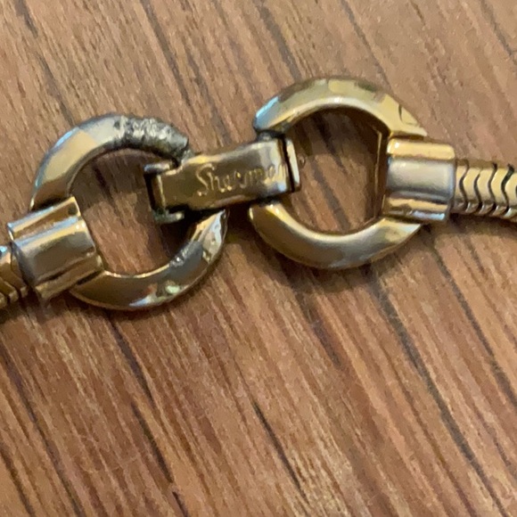 Sherman Signed Vintage Flower Design Necklace Green With Gold Tone Snake Chain. - Picture 4 of 6